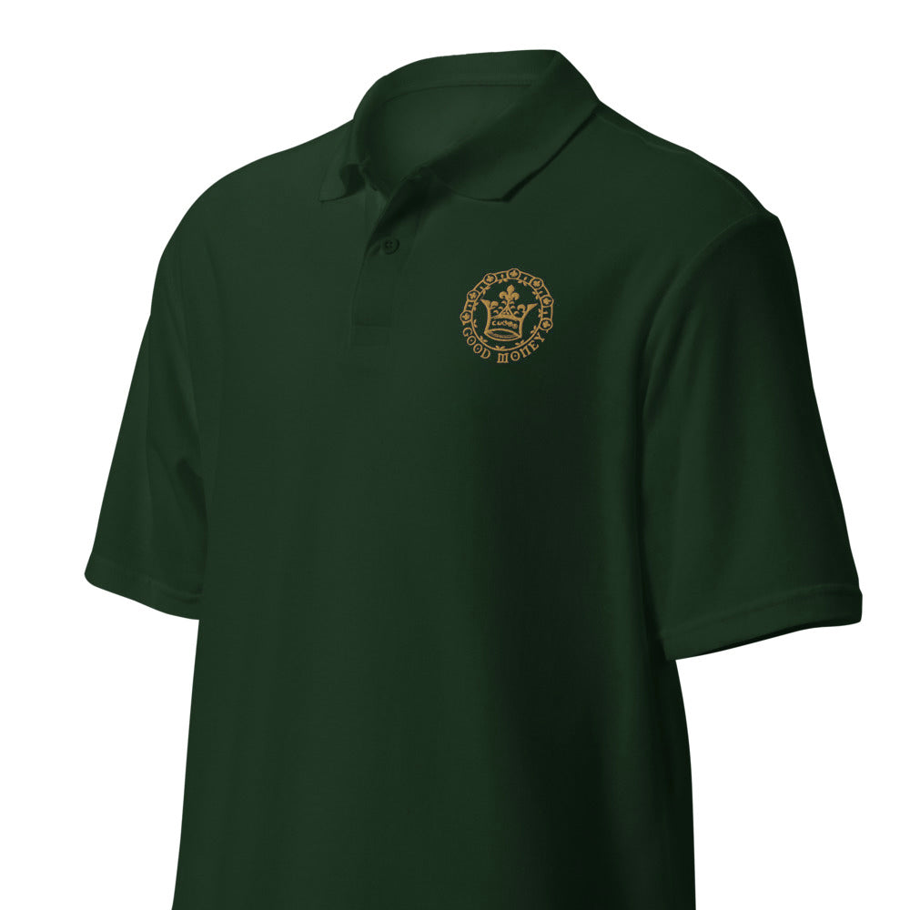 Good Money (Embroidered Gold) - Unisex pique polo shirt