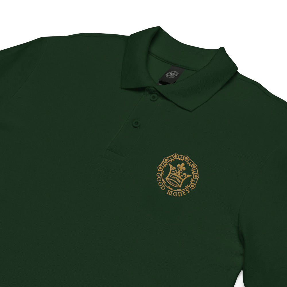 Good Money (Embroidered Gold) - Unisex pique polo shirt